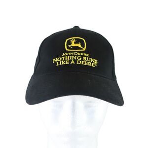 John Deere Nothing Runs Like A Deere Logo Hat Black Adjustable